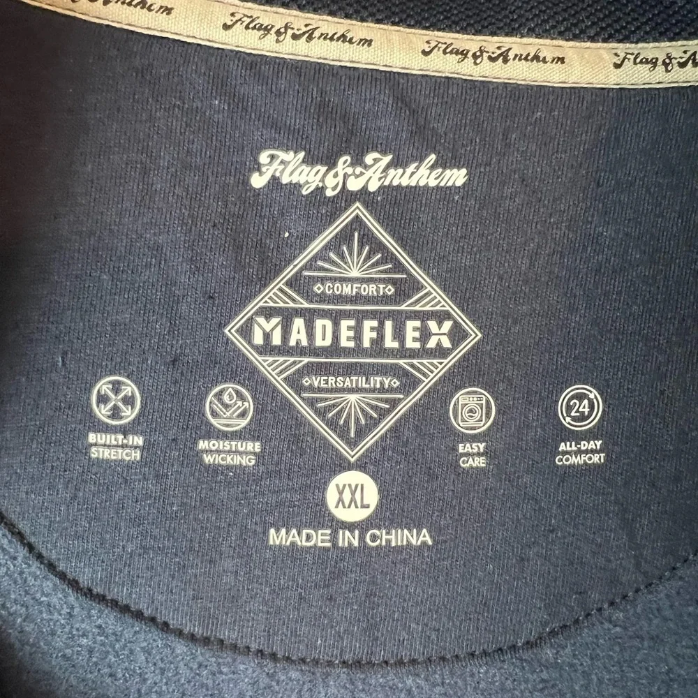 Madeflex Golf Flag & Anthem Mens Navy 1/4 Zip Helm Fleece Pullover NWT XXL #1298